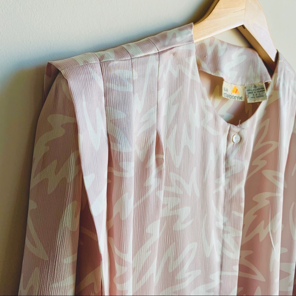 80s Vintage Liz Claiborne Cotton Candy Pink Blouse - Picture 3 of 7
